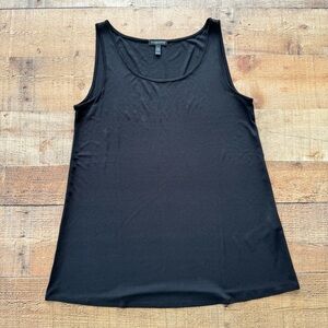 Eileen Fisher 100% Silk Classic Black Tank Top PETITE Medium